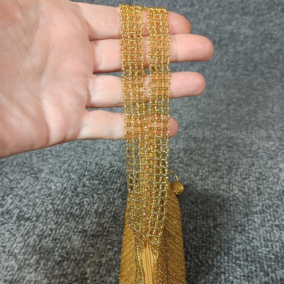 La Regale Beaded Evening Bag Womens Gold Mesh Mini Purse Zip Closure Formal - Picture 8 of 12